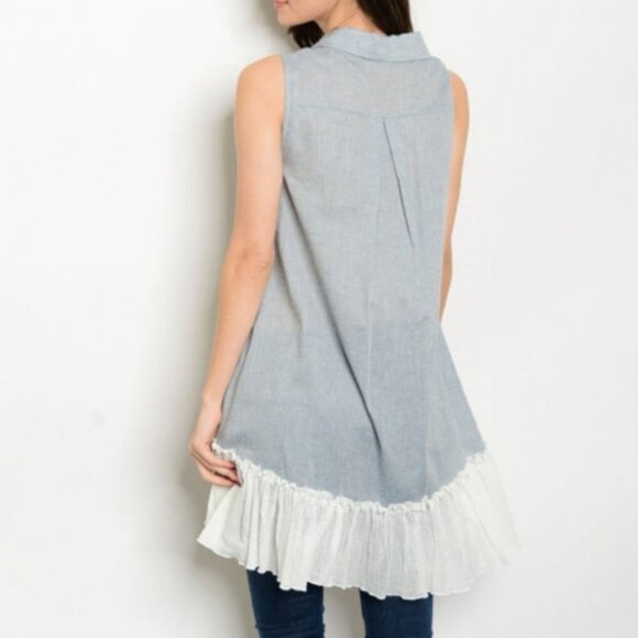 TOP Tunic Top Casual button down - Picture 2 of 4